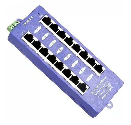 [552] POE INYECTOR 8 PUERTOS BASE 1000 AZUL